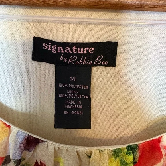 Signature by Robbie Bee Yellow Floral Print Sleeveless Dress Size 14 - Picture 3 of 5